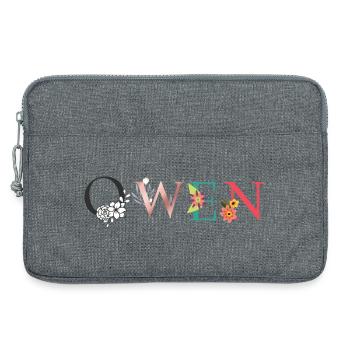 OWEN Namenskunst mit gestickten Blumen - Laptoptasche 13" - Grau meliert - Vorne