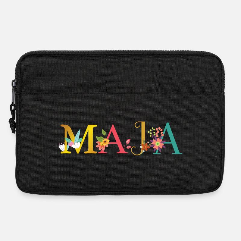 MAJA Name mit Blumen geschmückt - Laptoptasche 13" - Schwarz