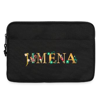 JIMENA name decorated with flowers - Laptop bag 13" - black - Front