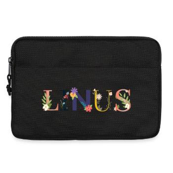 LINUS name decorated with flowers - Laptop bag 13" - black - Front