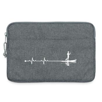 Camping Heartbeat Line Art - Laptop bag 13" - heather grey - Front