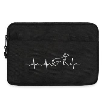 Minimalistischer Dackel Heartbeat Geschenk - Laptoptasche 13" - Schwarz - Vorne