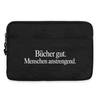 Bücher gut Menschen anstrengend Spruch T-Shirt - Laptoptasche 13" - Schwarz - Vorne