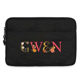 Le nom GWEN est décoré de fleurs - Sacoche pour ordinateur portable 13 pouces - noir - Devant