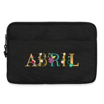 Nom ABRIL décoré de fleurs - Sacoche pour ordinateur portable 13 pouces - noir - Devant