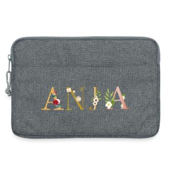 ANJA Name decorated with flowers - Laptop bag 13" - heather grey - Front