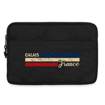 France - Calais - France - Flag - Stripes - Laptop bag 13" - black - Front