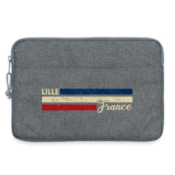 France - Lille - Frankreich - Flagge - Streifen - Laptoptasche 13" - Grau meliert - Vorne