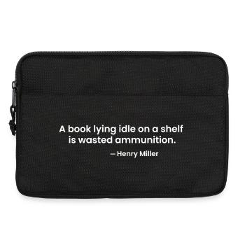 Henry-Miller-Zitat auf Büchern - Laptoptasche 13" - Schwarz - Vorne