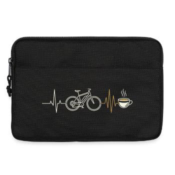 E-bike bike, heartbeat and coffee - Laptop bag 13" - black - Front