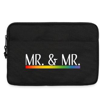 Rainbow stripes Mr and Mr white - Laptop bag 13" - black - Front