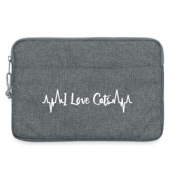 Ich liebe Katzen Herzschlag - Laptoptasche 13" - Grau meliert - Vorne