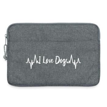 J’adore les battements de cœur des chiens - Sacoche pour ordinateur portable 13 pouces - gris chiné - Devant