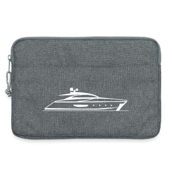 Bateau à moteur Yacht Silhouette Design Minimal - Sacoche pour ordinateur portable 13 pouces - gris chiné - Devant