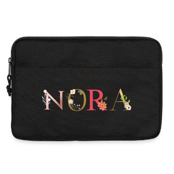 Nom NORA décoré de fleurs - Sacoche pour ordinateur portable 13 pouces - noir - Devant
