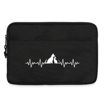 Katze und Hund EKG Herzschlag - Laptoptasche 13" - Schwarz - Vorne