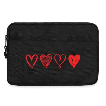 Skizzierte Rote Herzen – Minimalistisches Design - Laptoptasche 13" - Schwarz - Vorne