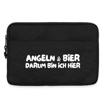 Angeln & Bier darum bin ich hier - Laptoptasche 13" - Schwarz - Vorne