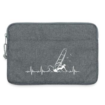 Windsurfing Heartbeat with Windsurfer - Laptop bag 13" - heather grey - Front