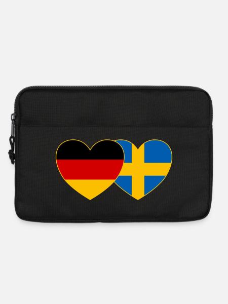 Deutschland Schweden Flagge Herz - Laptoptasche 13" - Schwarz