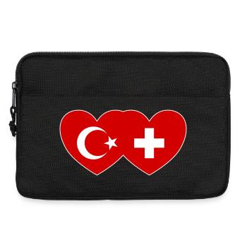 Türkei Schweiz Flagge Herz vereint - Laptoptasche 13" - Schwarz - Vorne