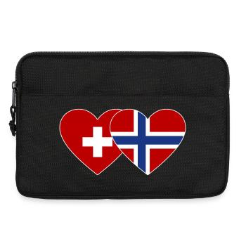Schweiz Norwegen Flagge Herz - Laptoptasche 13" - Schwarz - Vorne