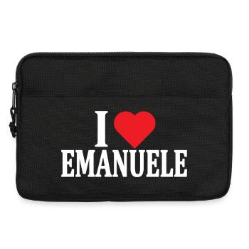 t-shirt J’adore Emanuele idée cadeau t-shirt - Sacoche pour ordinateur portable 13 pouces - noir - Devant