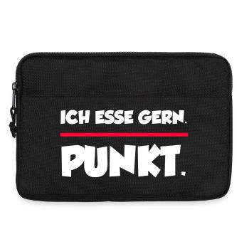 Ich esse gern. Punkt. | Lustiger Spruchshirt - Laptoptasche 13" - Schwarz - Vorne