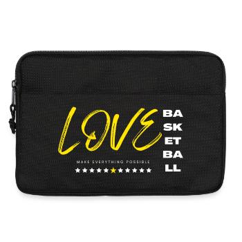 Love basketball yellow - Sacoche pour ordinateur portable 13 pouces - noir - Devant