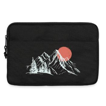 Soleil cramoisi sur les sommets enneigés - Sacoche pour ordinateur portable 13 pouces - noir - Devant