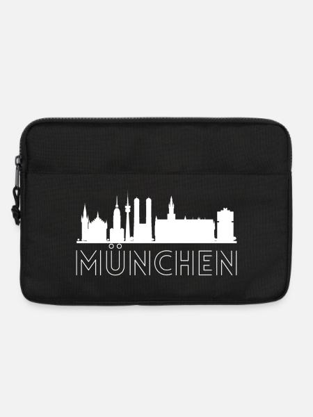 München Motiv mit Silhouette der Stadt in weiß - Laptoptasche 13" - Schwarz