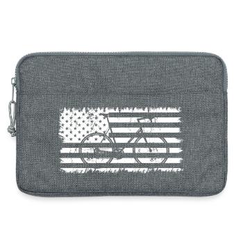 Bicycle American Flag - Laptop bag 13" - heather grey - Front