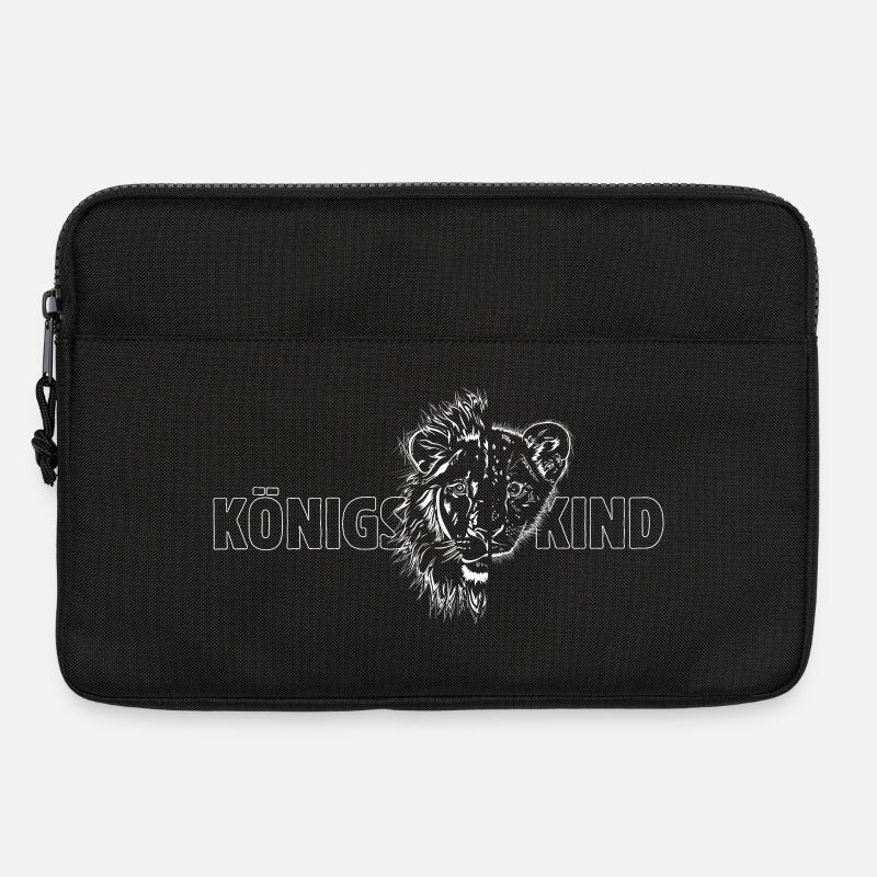 Löwe + Löwenkind „KÖNIGSKIND“ - Laptoptasche 13" - Schwarz