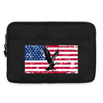 Aigle de la Liberté sur le drapeau américain - Sacoche pour ordinateur portable 13 pouces - noir - Devant