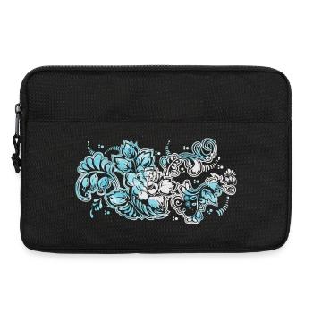 Blauer Blumen-Muster - Laptoptasche 13" - Schwarz - Vorne