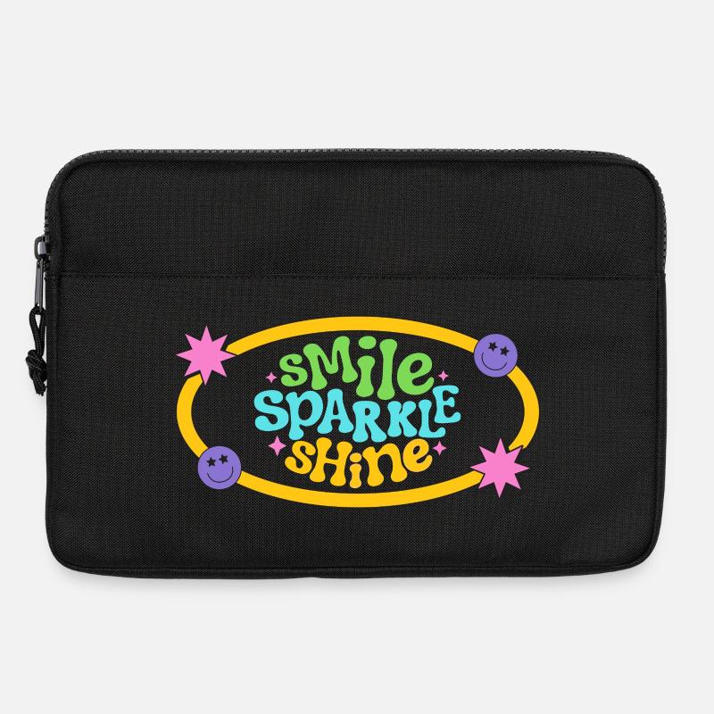 Colourful Retro Smile Text Design - Laptop bag 13" - black