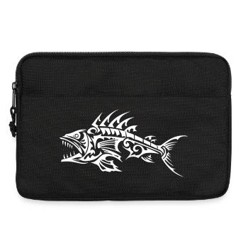 Fish Bone Piranha Tribal - Laptop bag 13" - black - Front