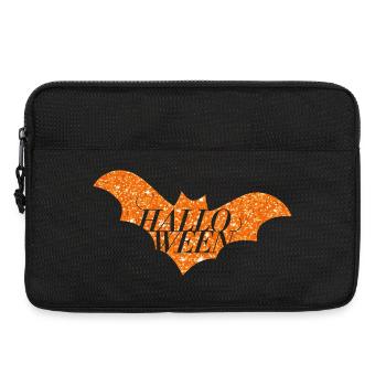 Halloween Orange Glitter Bat Silhouette - Laptop bag 13" - black - Front