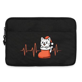 Chat de Noël en design de battement de cœur - Sacoche pour ordinateur portable 13 pouces - noir - Devant