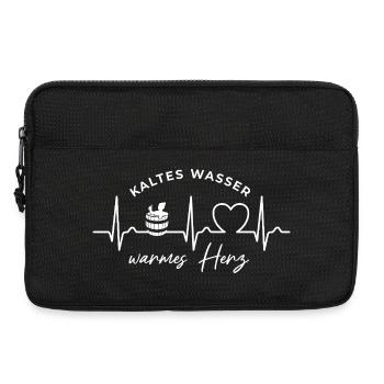 Kaltes Wasser, warmes Herz, Eisbaden, EKG, Puls - Laptoptasche 13" - Schwarz - Vorne