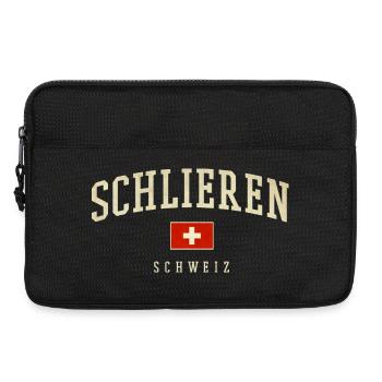Schlieren Schweiz Vintage Schrift & Flagge - Laptoptasche 13" - Schwarz - Vorne