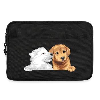 White Swiss Shepherd and Golden Retriever - Laptop bag 13" - black - Front