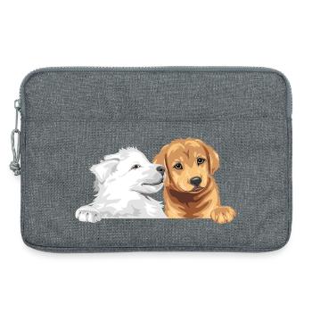 Weißer Schweizer Schäferhund und Golden Retriever - Laptoptasche 13" - Grau meliert - Vorne