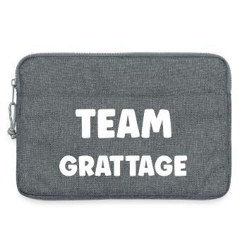 Team-Kratzen: Schwarz auf Weiß - Laptoptasche 13" - Grau meliert - Vorne