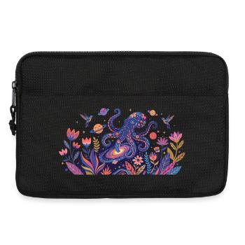 Cosmic Octopus in the Realm of Flowers Abstract Art - Laptop bag 13" - black - Front