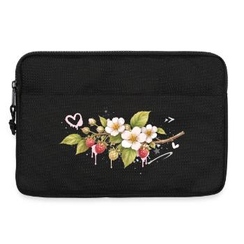 Himbeerzweig mit Blüten Graffiti Stil   - Laptoptasche 13" - Schwarz - Vorne