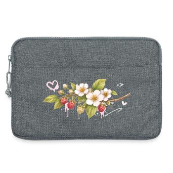 Himbeerzweig mit Blüten Graffiti Stil   - Laptoptasche 13" - Grau meliert - Vorne