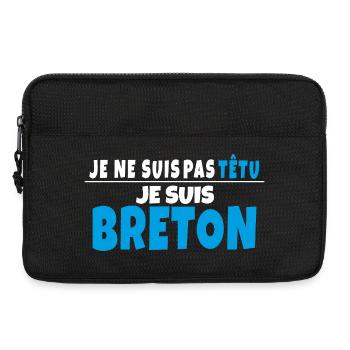 T-shirt Humour Breton Je ne suis pas têtu - Sacoche pour ordinateur portable 13 pouces - noir - Devant