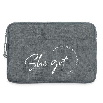 She Got Hustle - Laptop bag 13" - heather grey - Front