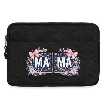 MAMA Floral Squares and Pink Bows | Coquettish Style - Laptop bag 13" - black - Front